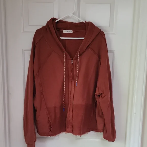 NATURAL LIFE Rust/Red Zip-Up Hoodie Jacket Sz S/M - Picture 1 of 3